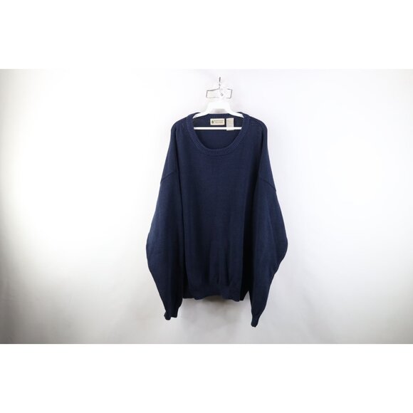 Vintage 90s Streetwear Mens 3XL Faded Blank Cotton Ribbed Knit Crewneck Sweater - Picture 1 of 4